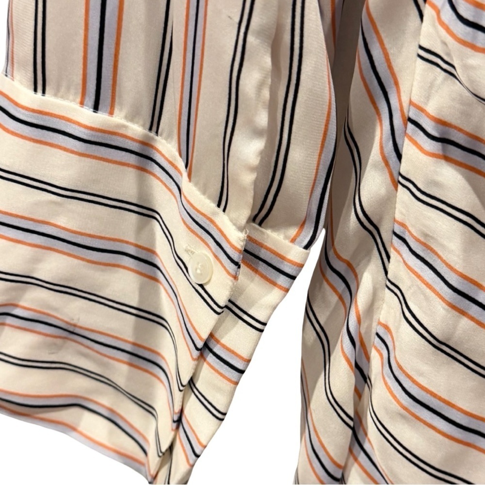 Lewit Laurie striped draped asymmetric silk blend top Womens XL NWOT - Picture 3 of 8